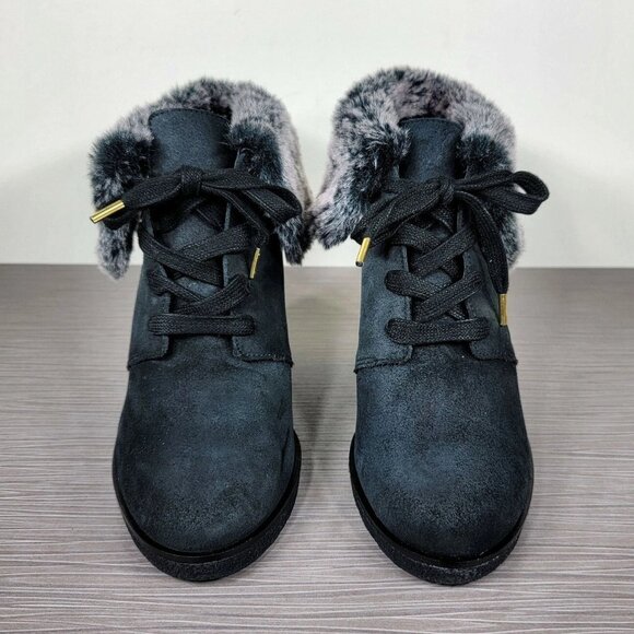 Cole Haan Coralie Wedge Bootie, Black Waterproof Suede, Womens Size 8 & 10 B - Picture 2 of 10